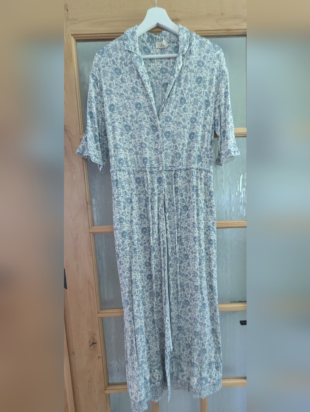Faherty Blue and White Floral Maxi Dress